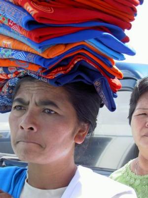 Balinese Sarong seller at Kintamani