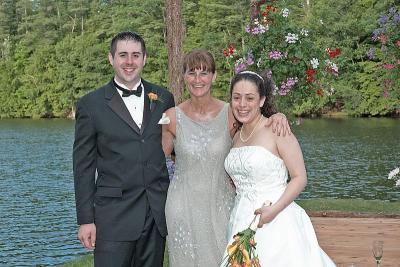 The happy couple with the mother of the groom