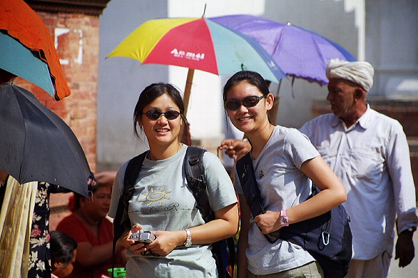 Areeya and Fair at Boudhanath Stupa
