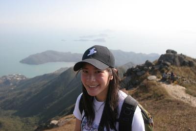 Jane and Path to top of Lantau Peak (Close Up)