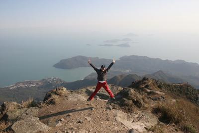 Jane at top of Lantau Peak