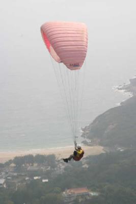 Pink Paraglider over Shek O