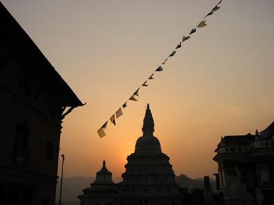 Sun Setting Swayambhunath Stupa