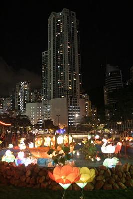 Lantern Garden Surrounded by Tall Buildings