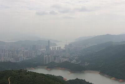 Tsuen Wan and Shing Mun Reservoir from Needle Hill