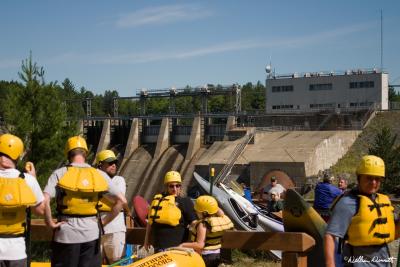 Assembling at the rafting launch point.