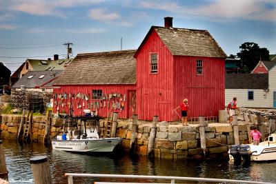 The harbor master boat house in Rockport, MA