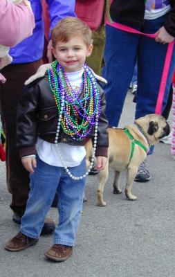 Mardi Gras Boy with Dog