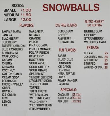 Shiver Shack Menu