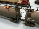 The Oil Cans!  Custom Kitbashed and heavily modified from Walthers LPG Tank Cars by Tory Franks