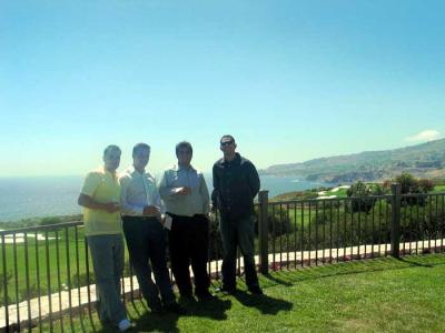 Andrew, John, Tariq & Ibi - with View of peninsula.JPG