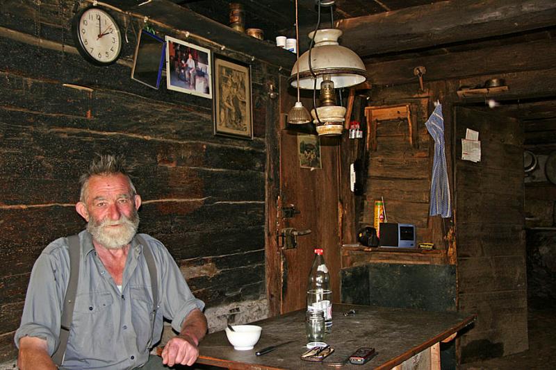 Alp-farmer in his living room.