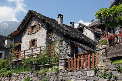 Stone houses in Ticino (Switzerland)