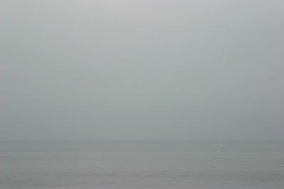 foggy sailboat