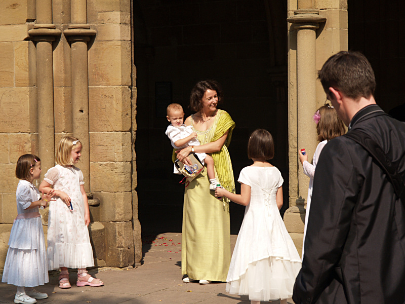 Wedding guests at Paradise entrance