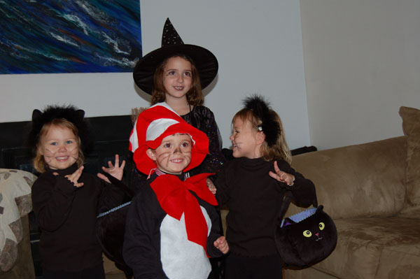 Getting ready to go Trick or Treating with Cameron and Brenna