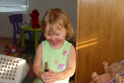 Rory trying on Mommy's lipstick