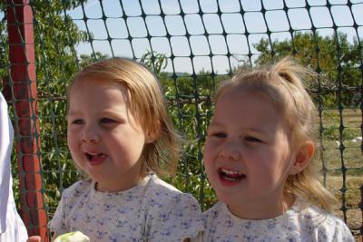 Enjoying an apple on the way to the pumpkin patch