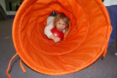 Reagan crawling through the tunnel