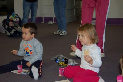 Reagan and Jake enjoying a snack