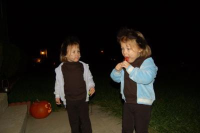 Running around and having a lollipop to wrap up another successful Halloween