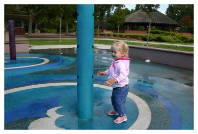 Having fun with water at the local park
