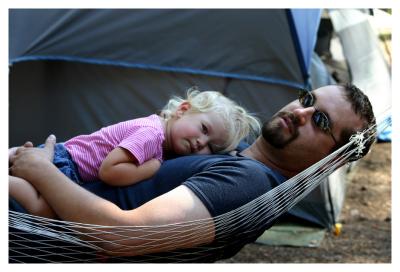 Emily and Dad on the hammock