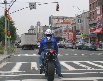 Delancey Street Crosswalk Motorcycle Dunkin Donuts