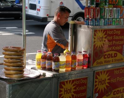 Michael the Pretzel Man Knish Snapple