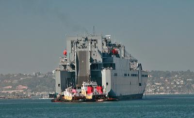 Military Sealift Command Roll On Roll Off Vessel At Anchor