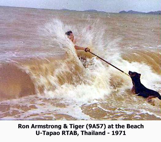 Ron Armstrong & Tiger-9A57 at the Beach  1971