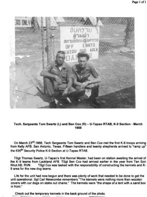 TSgt's Tom Swartz & Ben Cox - 1968