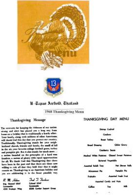 1968 Thanksgiving Menu