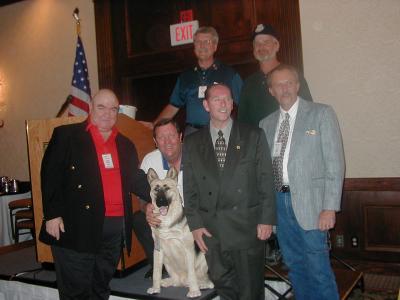 Banquet - Top, Mike Monger & Mike Potter (Ubon). Bottom John O'Donnel, Bill Cummings & Duke, Fred Cobb, & Bernie Turnbloom