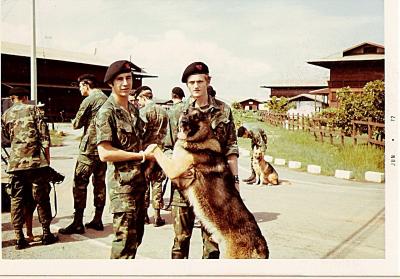 Danny Gomez With Unk. Handler and dog  Udorn 1972
