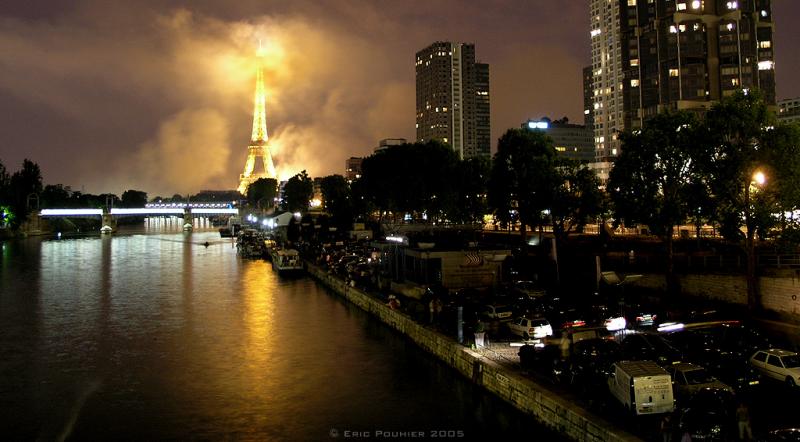 Eiffel tower in fire.