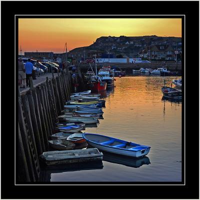 Sunset on the harbour, West Bay, Dorset