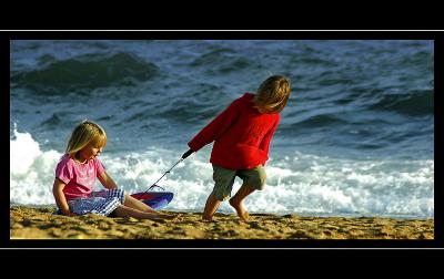 Kids on the beach, Hive Beach, West Dorset
