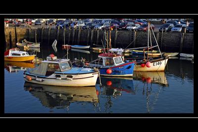 Boats and car park, West Bay, Dorset