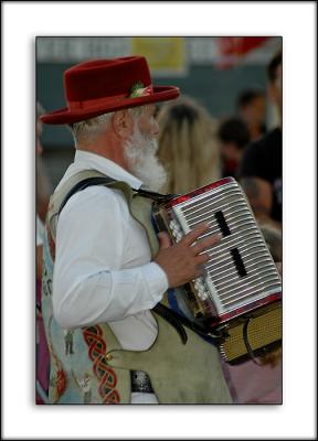 Morris Dance accordionist, West Bay, Dorset