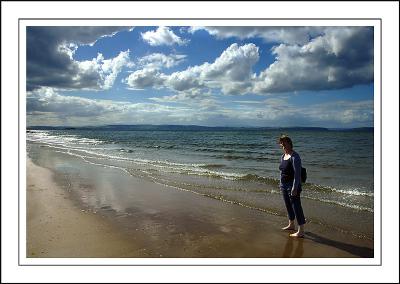 Carole on Nairn beach, Nairnshire, Scotland
