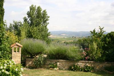 Uópini, view from a private garden over the hills near Siena