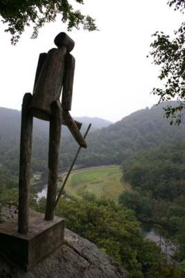 Botassart, Tombeau du Gant (grave of the giant) and a figure of the Muse du Bois (Museum of the woods)