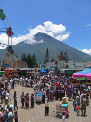 Volcan San Pedro as seen from Iglesia Santiago Apostol