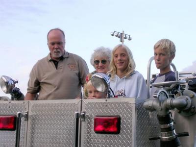 Aerial truck hoist at Platteville Strawberry Festival