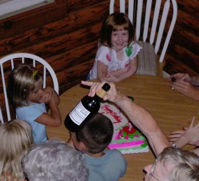 Sure Aunt Pat, I'll take the bottle.