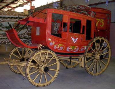 Concord Stage Coach with Wells Fargo lettering.  ca. 1860