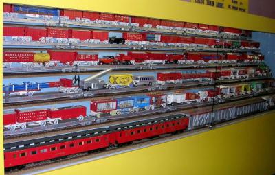 Models of circus trains of various years.