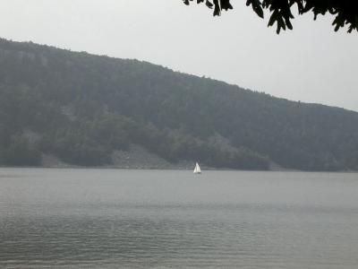 Solitary sailboat