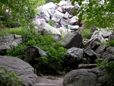 Coming down the rock trail to the top